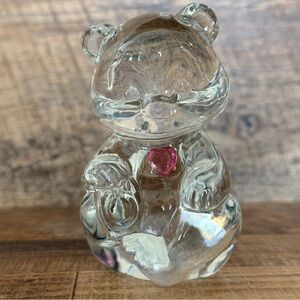 Fenton October Birthstone Bear Rose Zircon Figurine Art Glass